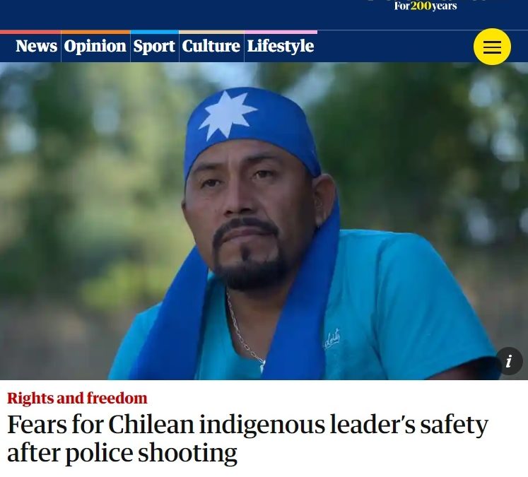 Se teme por la vida y seguridad del líder indígena chileno luego de ser baleado por carabineros
